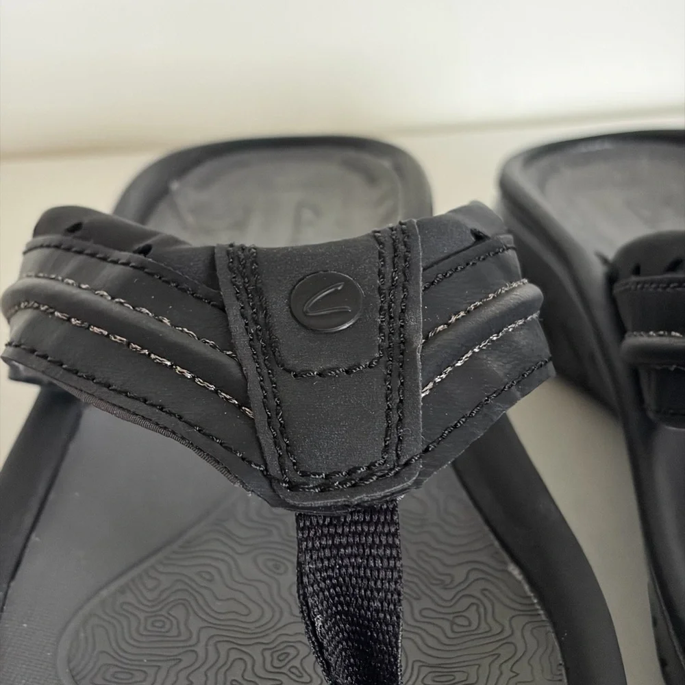 Clarks Wesley Post Men’s Black Athletic Flip Flop Sandals 12M